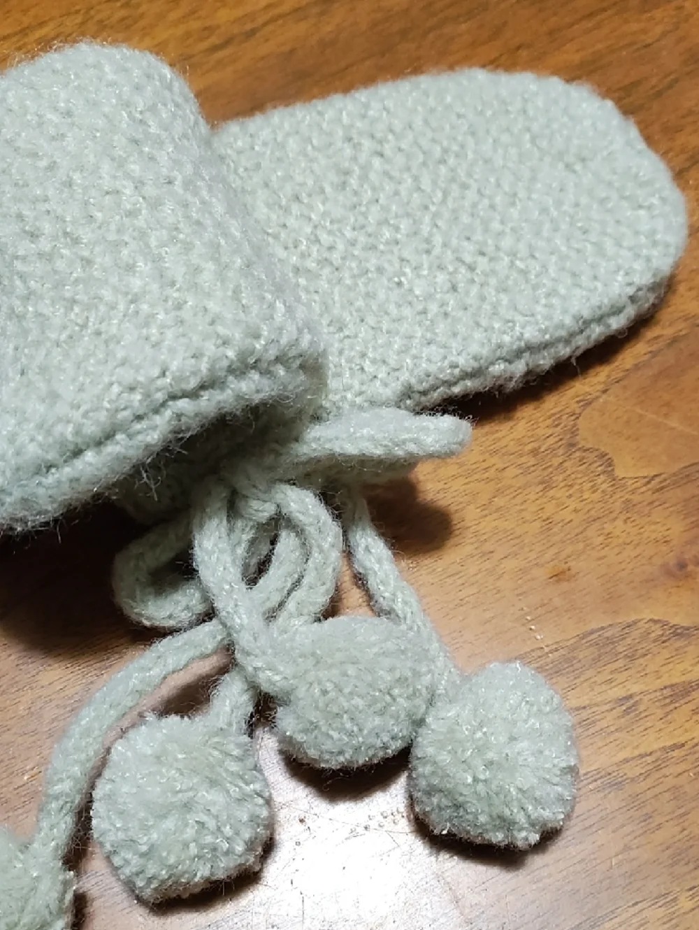 Rylee + Cru Toddler Pom-Pom Knit Mittens in Light Sage Green, 0-12 Mo
